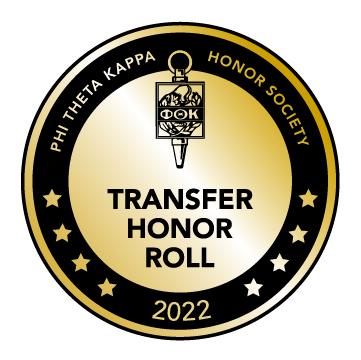 Gold Transfer Honor Roll badge for 2022