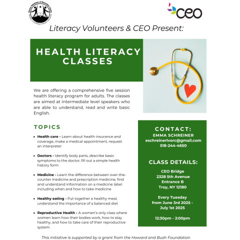 Literacy Volunteers and CEO Present: Health Literacy Classes