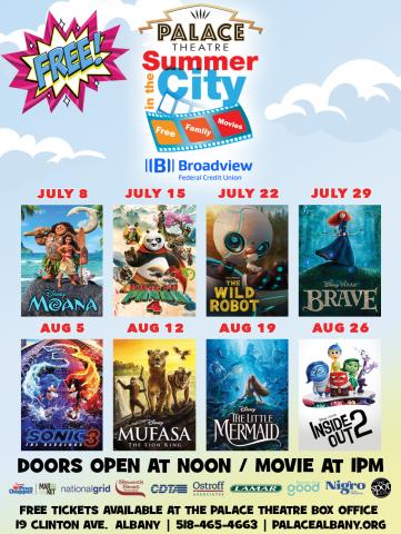The Palace Theatre’s annual Summer in the City Free Movie Series, presented by Broadview Federal Credit Union