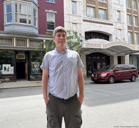Amihai Ulman in front of the building he bought in downtown Troy next to the former Proctor's Theatre. The property is getting a complete makeover.