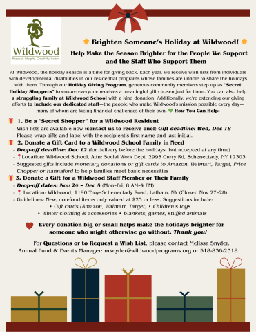 Brighten Someone’s Holiday at Wildwood
