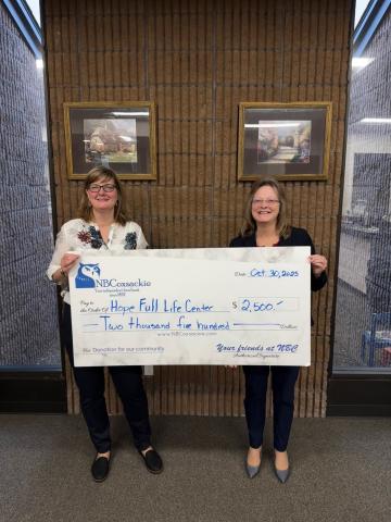 National Bank of Coxsackie donates $2,500 to Hope Full Life Center, Inc.