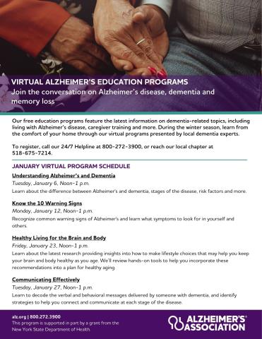 Virtual Alzheimer's Education Programs